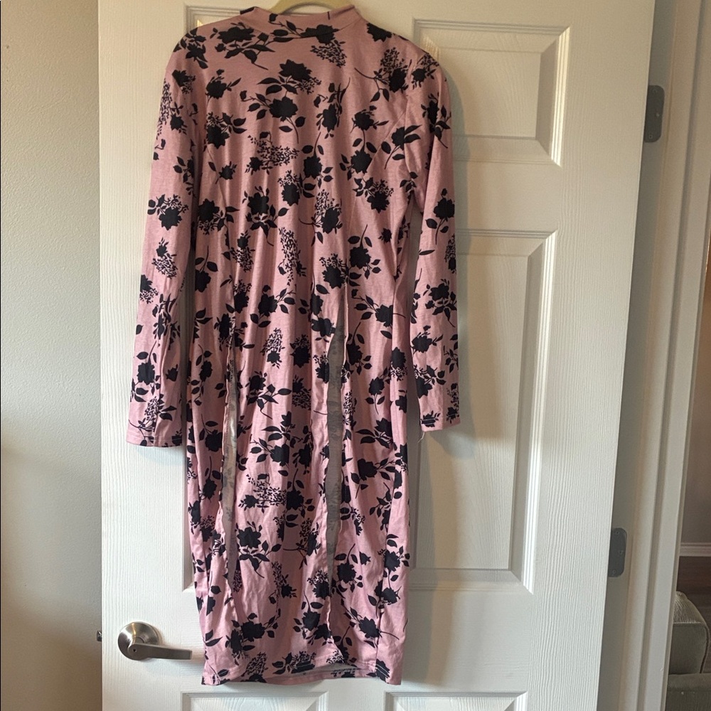 Pink Floral Long Sleeve Dress